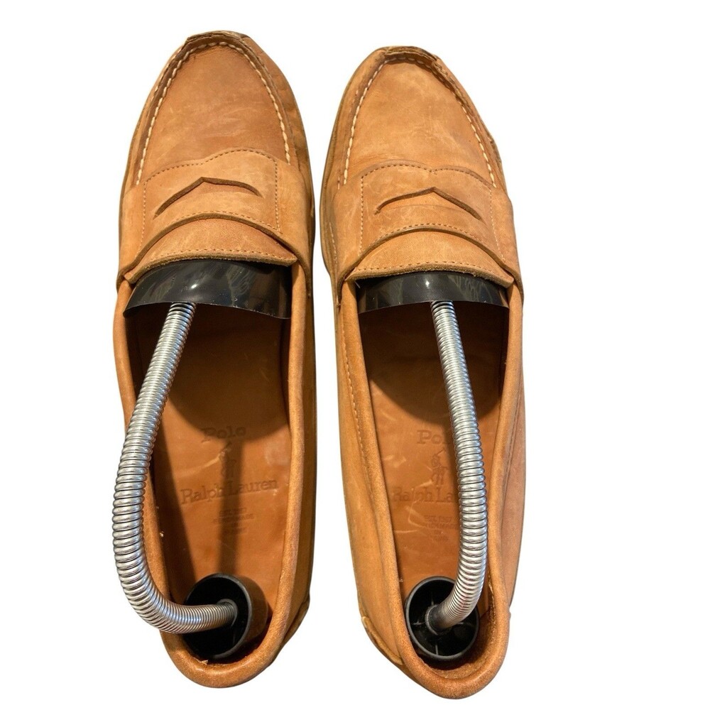 Polo Ralph Lauren Men’s Leather Penny Loafers Tan Brown Slip On Moccasins Size 9 - Picture 3 of 7